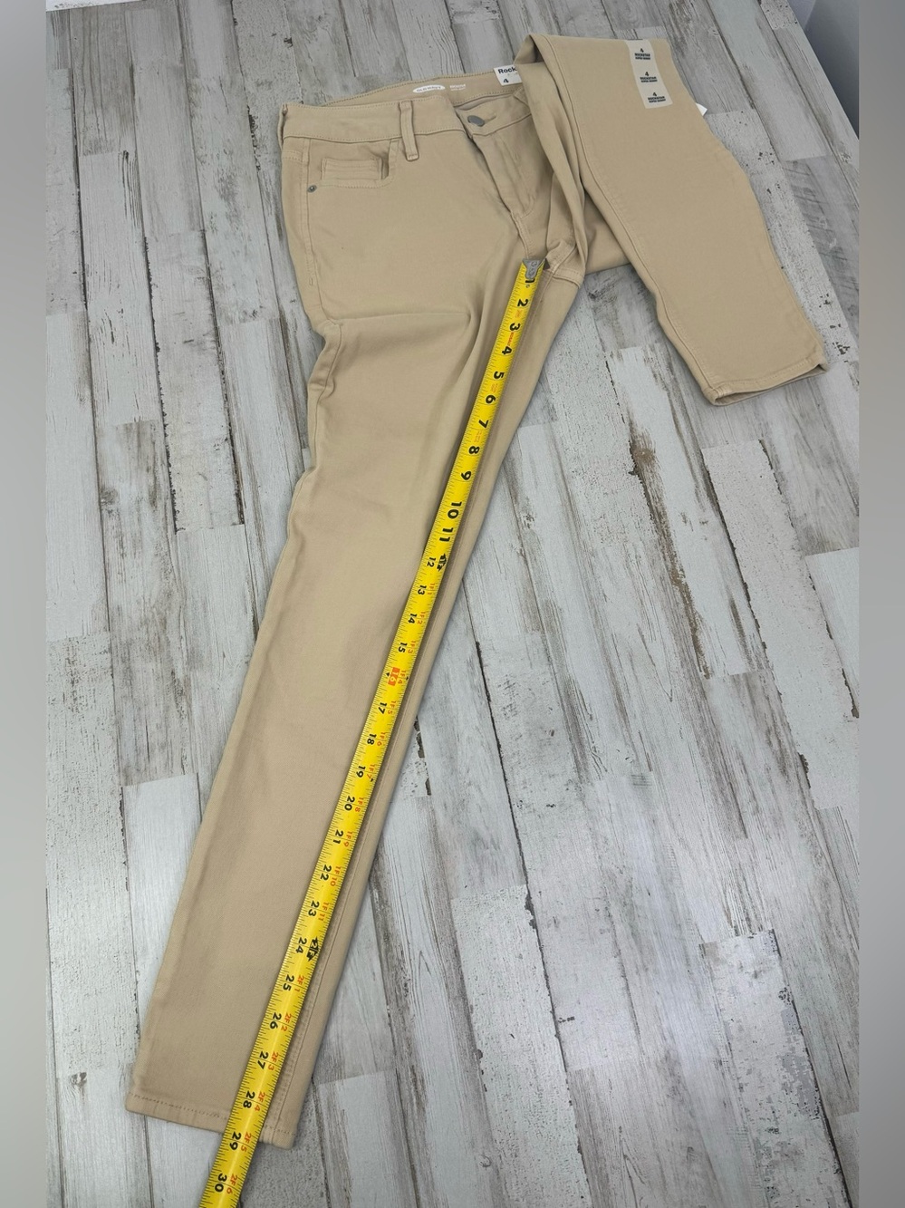 Old Navy Rockstar Super Skinny Pants Size 4 (27x29) Beige High Rise NWT - Picture 8 of 11
